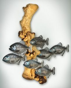 metal piranha sculpture laguna beach