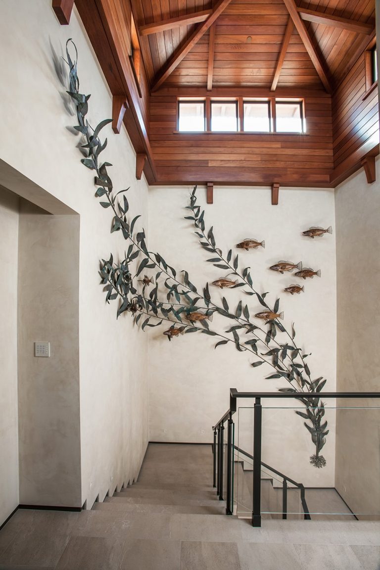 bronze wood kelp wall sculpture laguna beach