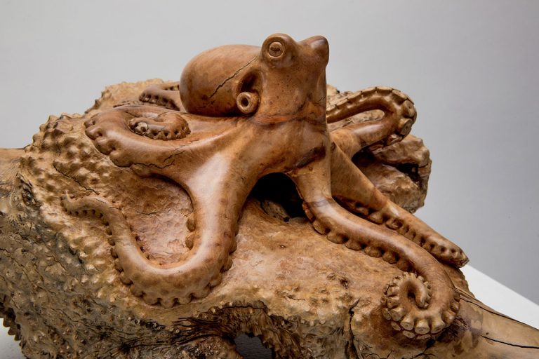 wood octopus carving laguna beach