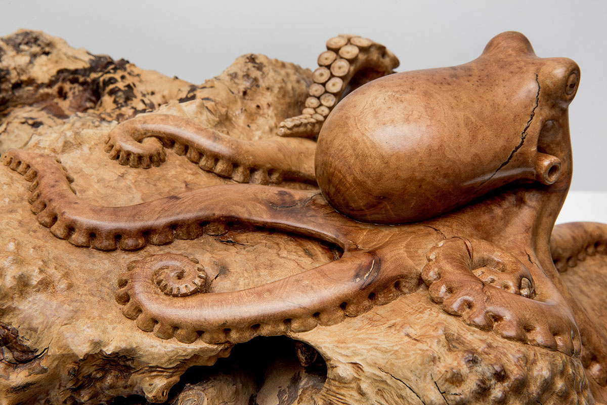 wood octopus carving laguna beach