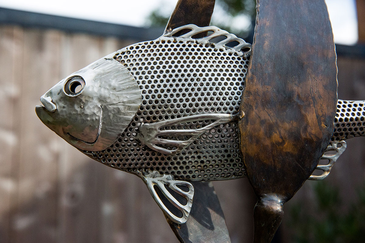 stainless steel fish sculpture laguna beach