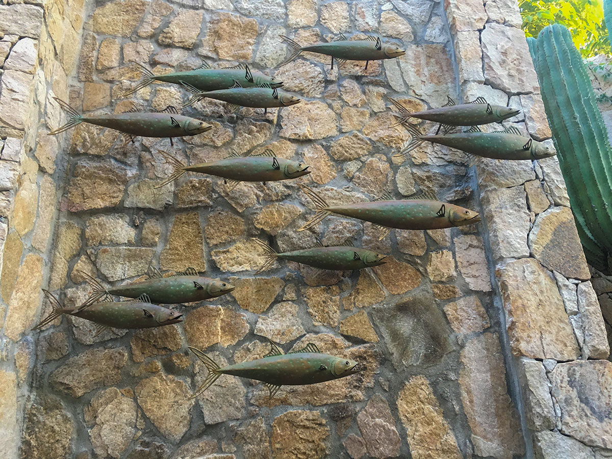 bronze fish fountain sculpture laguna beach