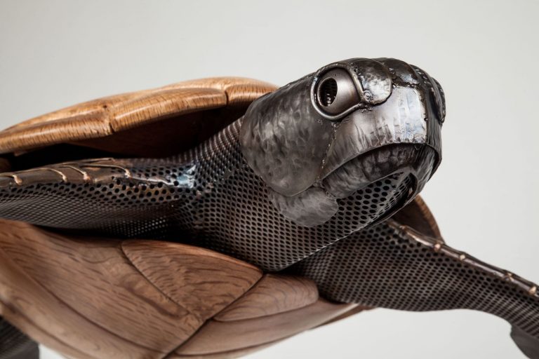 wood and metal sea turtle sculpture laguna beach