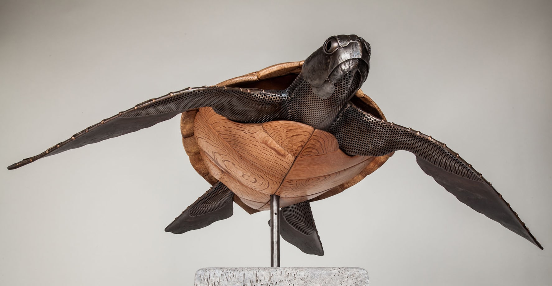 wood and metal sea turtle sculpture laguna beach